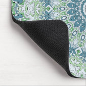 Tapis De Souris Motif de médaillon côtier bleu et vert (Coin)