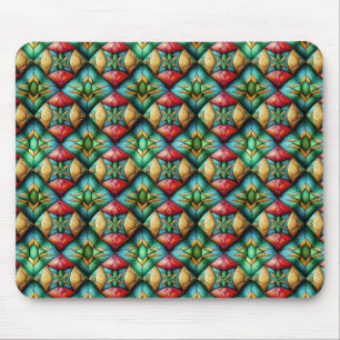 Tapis De Souris Motif de mosaïque géométrique coloré d'inspiration