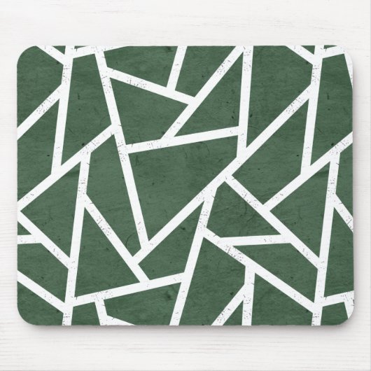 Tapis De Souris Motif de mosaïque vert et blanc (Devant)