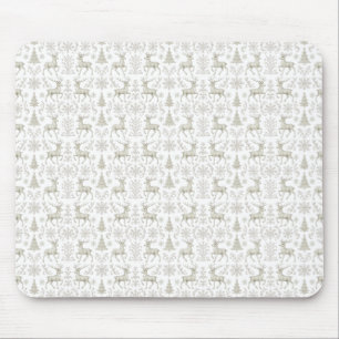 Tapis De Souris Motif de Noël rustique moderne argent/blanc