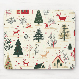 Tapis De Souris Motif de Noël vintage Woodland (1)
