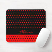 Tapis De Souris Motif de nom de Modèle de Black and Red Hearts (Avec souris)