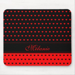 Tapis De Souris Motif de nom de Modèle de Black and Red Hearts