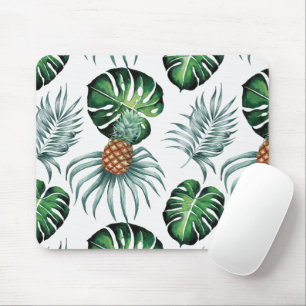 Tapis De Souris Motif de palmier de jungle à l'aquarelle tropicale