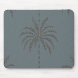 Tapis De Souris Motif de palmier minimal bleu gris tropical