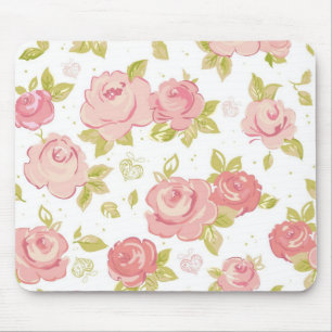 Tapis De Souris Motif de papier peint d'élégance des roses roses