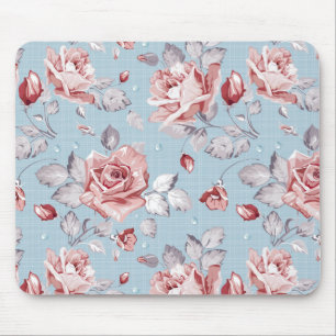 Tapis De Souris Motif de papier peint d'élégance des roses roses