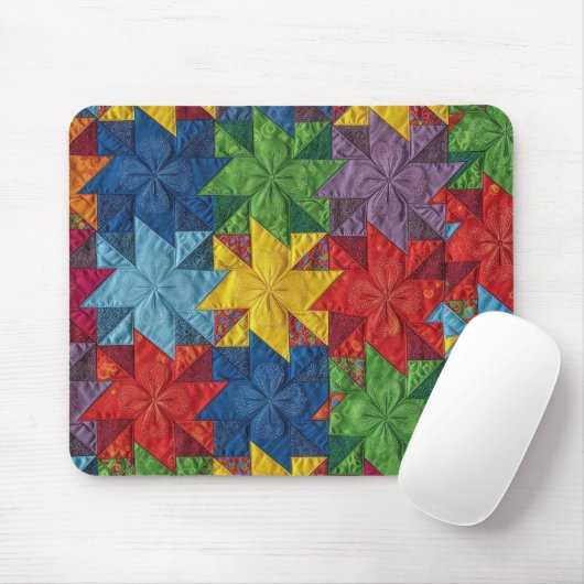Tapis De Souris Motif de patchwork à pinwheeler (Avec souris)