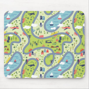 Tapis De Souris Motif de paysage de promenade en voiture d'enfants