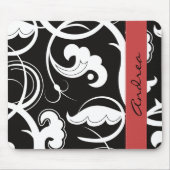 Tapis De Souris Motif de perles, noir et blanc, votre nom (Devant)