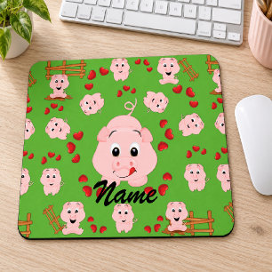 Tapis De Souris Motif de petits cochons et de cœurs adorables