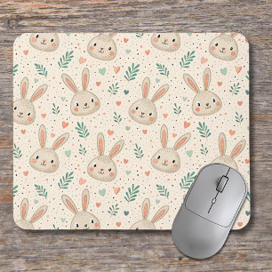 Tapis De Souris Motif de petits visages de lapins vintage avec des