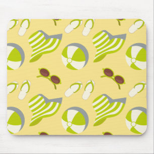 Tapis De Souris Motif de plage avec lunettes de soleil et casquett