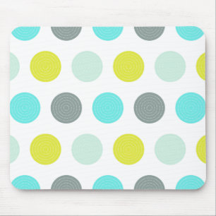 Tapis De Souris Motif de point jaune bleu de polka de menthe