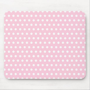 Tapis De Souris Motif de point rose et blanc de polka. Tacheté