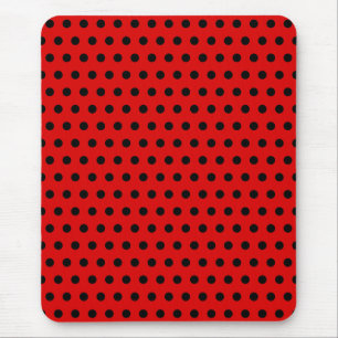 Tapis De Souris Motif de point rouge et noir de polka. Tacheté