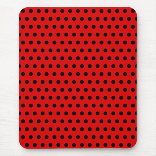 Tapis De Souris Motif de point rouge et noir de polka. Tacheté (Devant)