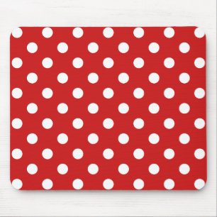Tapis De Souris Motif de points Polka rouge et blanc