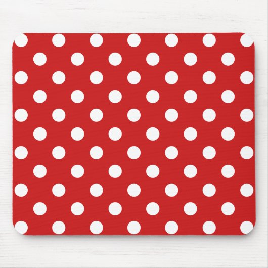 Tapis De Souris Motif de points Polka rouge et blanc (Devant)