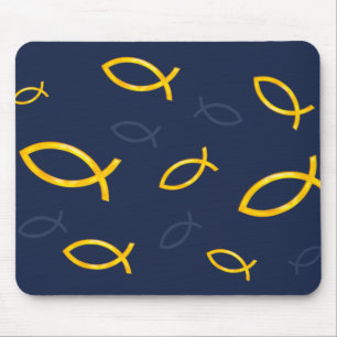 Tapis De Souris Motif de poissons chrétiens éparpillés