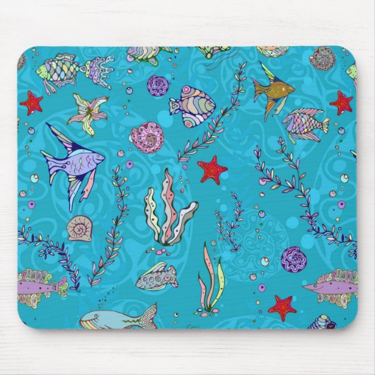 Tapis De Souris Motif de poissons de turquoise (Devant)