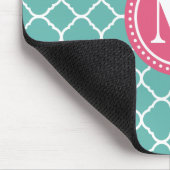 Tapis De Souris Motif de Quatrefoil rose Turquoise (Coin)