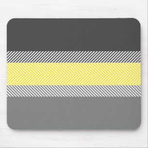 Tapis De Souris Motif de rayures géométriques jaunes et grises mod