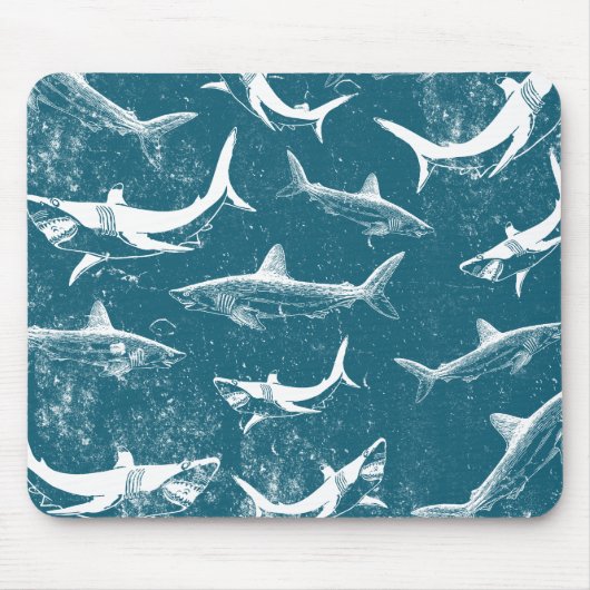 Tapis De Souris Motif de requins bleus en détresse (Devant)