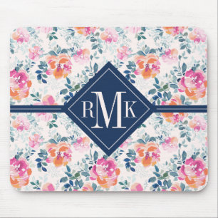 Tapis De Souris Motif de roses peint par de monogramme
