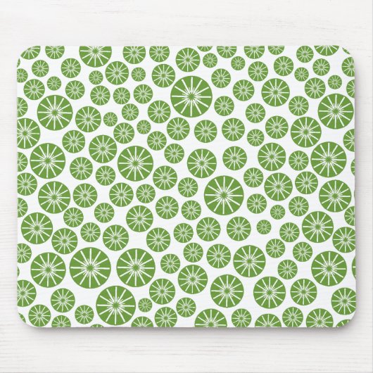 Tapis De Souris Motif de roue étoile - Avocado vert sur blanc (Devant)