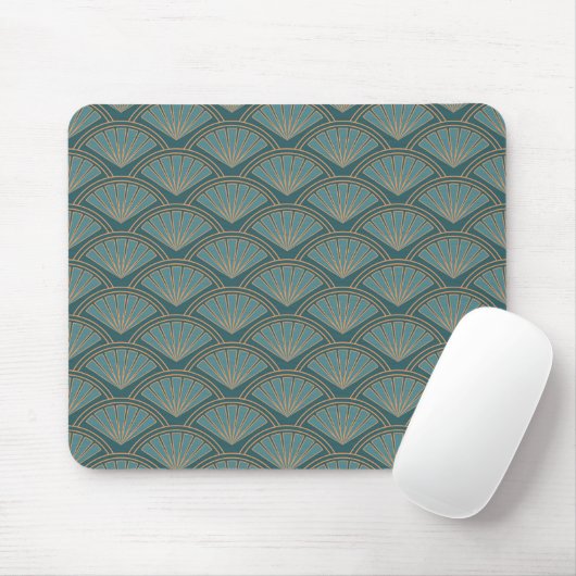 Tapis De Souris Motif de style Art déco en bleu turquoise (Avec souris)