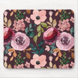Tapis De Souris Motif de surface floral - Aquarelle colorée de mod
