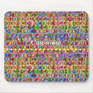 Tapis De Souris motif de symboles de paix multicolores