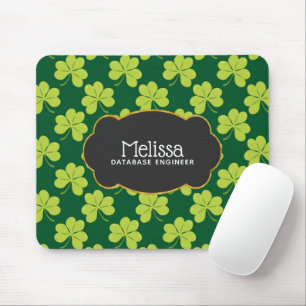 Tapis De Souris Motif de trèfle vert mignon avec cadre fantaisie
