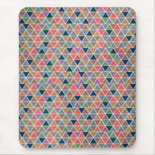 Tapis De Souris Motif de triangles géométriques rétro colorés