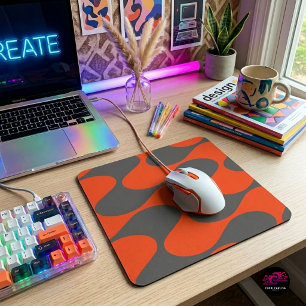 Tapis De Souris Motif de vague mod orange rétro