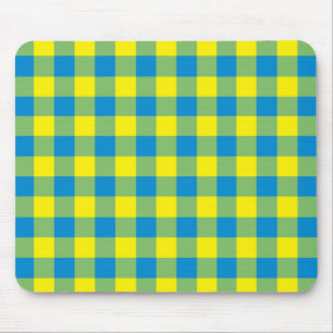 Tapis De Souris Motif de vérification de la plaid bleu jaune vert