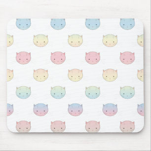 Tapis De Souris Motif de visages de chatons pastel mignons
