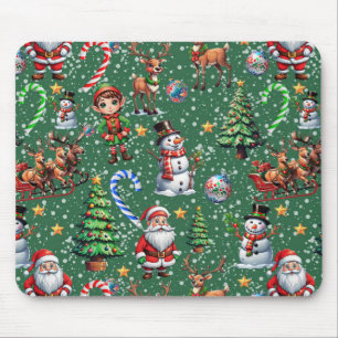 Tapis De Souris Motif décoratif de Noël sur fond vert