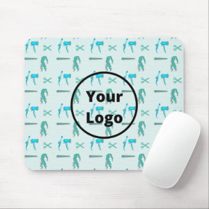 Tapis De Souris motif d'entreprise turquoise de coiffeur