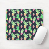 Tapis De Souris Motif des cactus à aquarelle de Neon (Avec souris)