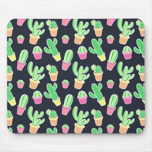 Tapis De Souris Motif des cactus à aquarelle de Neon (Devant)