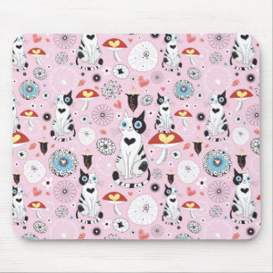 Tapis De Souris motif des chats et des fleurs