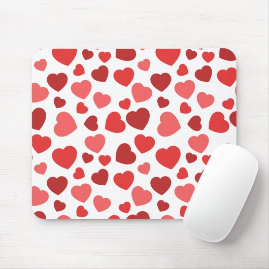 Tapis De Souris Motif Des Coeurs, Coeurs Rouges, Motif Des Coeurs (Avec souris)