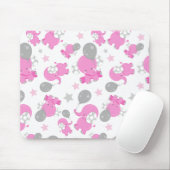Tapis De Souris Motif Des Eléphants Roses, Eléphants Mignons, Étoi (Avec souris)