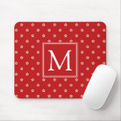 Tapis De Souris Motif des Etoiles Blanches sur Monogramme Rouge Lu (Avec souris)