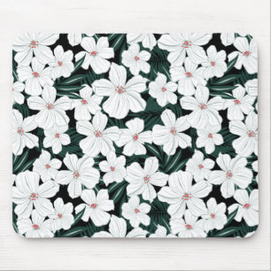 Tapis De Souris Motif des fleurs tropicales blanches
