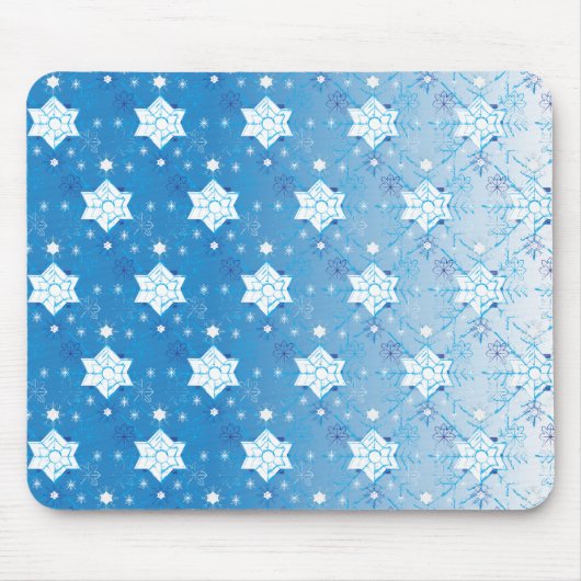 Tapis De Souris Motif des flocons de neige bleu et blanc d'hiver (Devant)