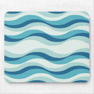 Tapis De Souris Motif des nuances de bleu des vagues