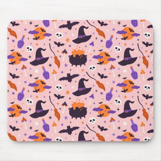 Tapis De Souris Motif d'Halloween mou et rose (Devant)